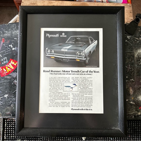 Vintage 60’s Plymouth Road Runner Car Advertisement *Original Framed* - Picture 2 of 8